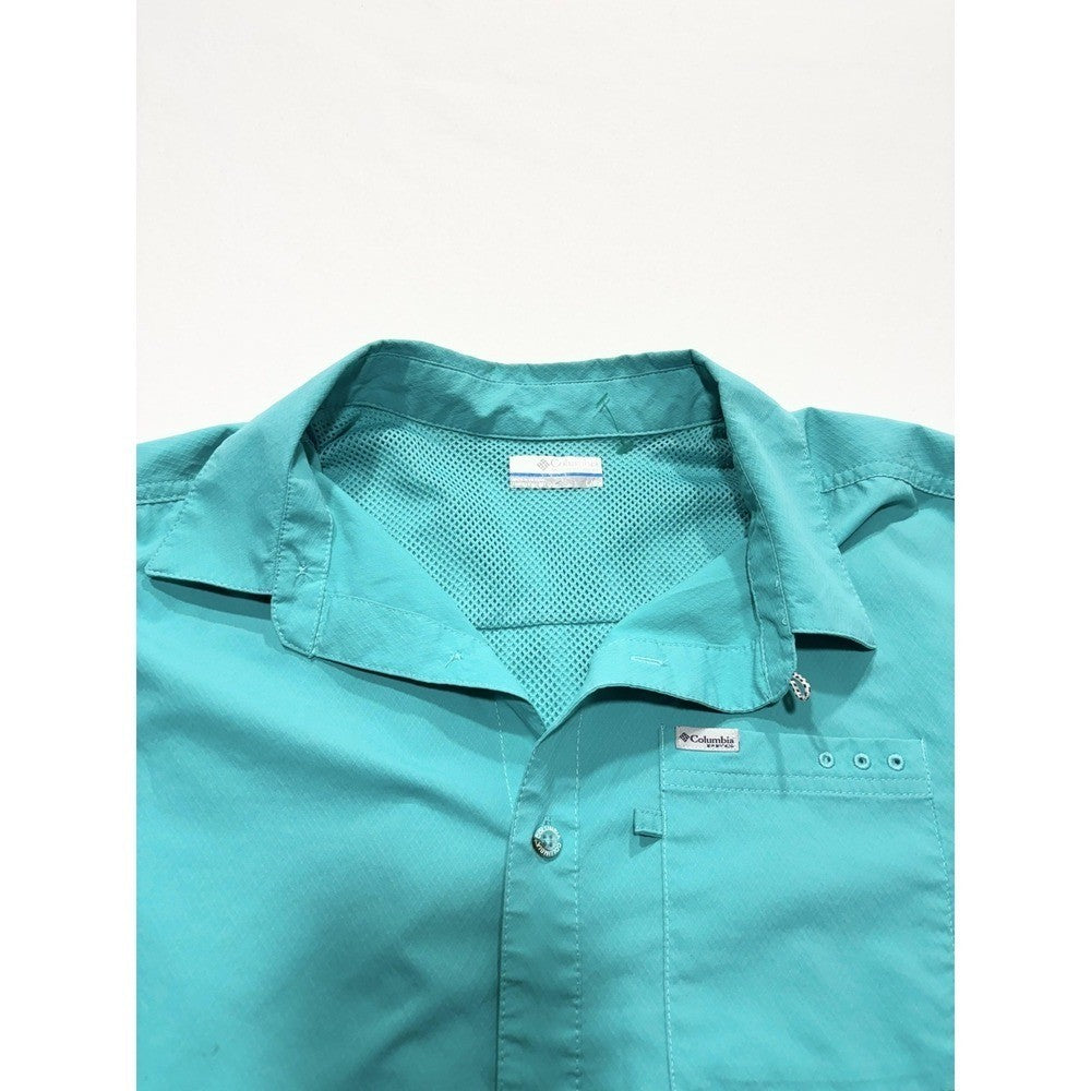Columbia PFG Omni-Shade Shirt Mens Large Blue Short Sleeve Fishing XM0692