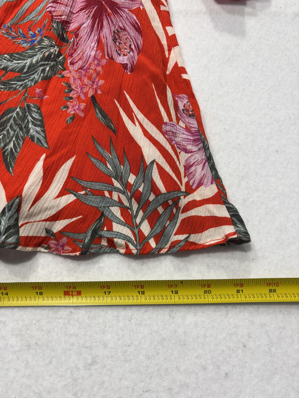 Miss Me Blouse Womens XS Red Floral Tropical Cold Shoulder Ruffle Strap Top