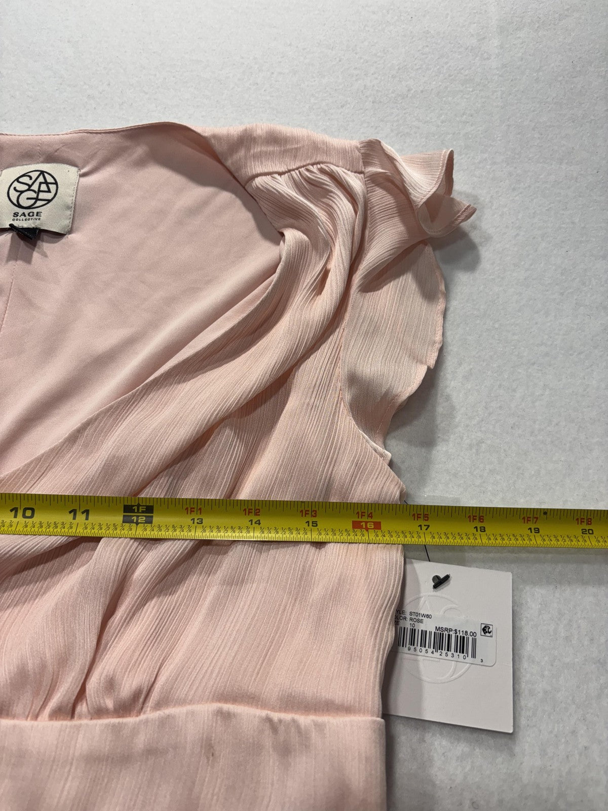 Sage Collective Dress Womens 10 Pink V Neck Flutter Sleeve Satin A Line Midi