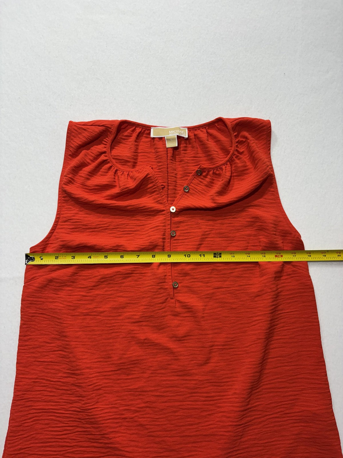 MICHAEL Michael Kors Tank Womens Medium Red Henley Sleeveless Basic Jersey Top