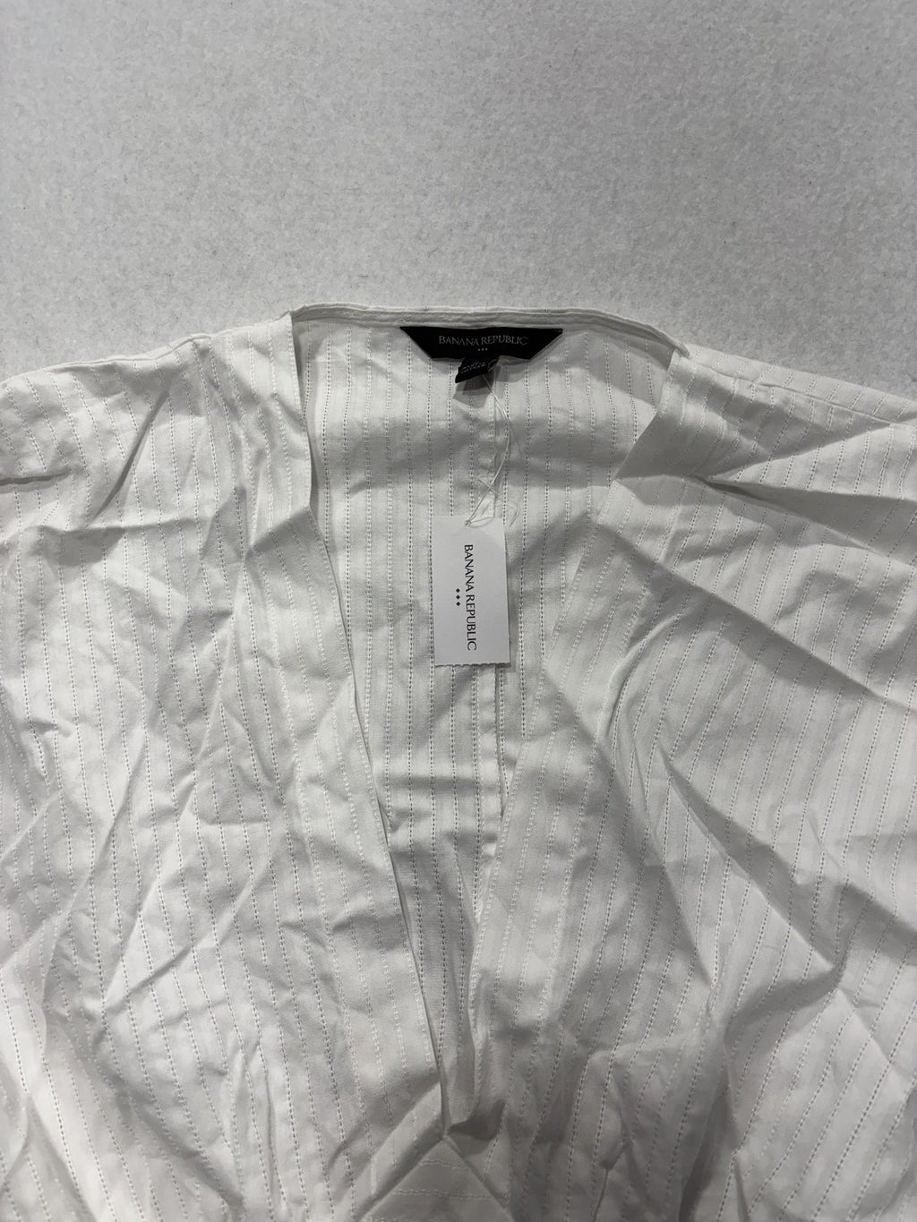 Banana Republic Top Womens 6 White Stripe Cropped Balloon Sleeve V Neck Blouse