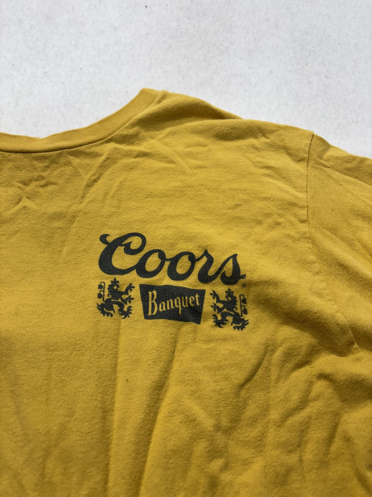 Tee Luv Shirt Mens Medium Yellow Coors Banquet Beer Golden Colorado Graphic Tee