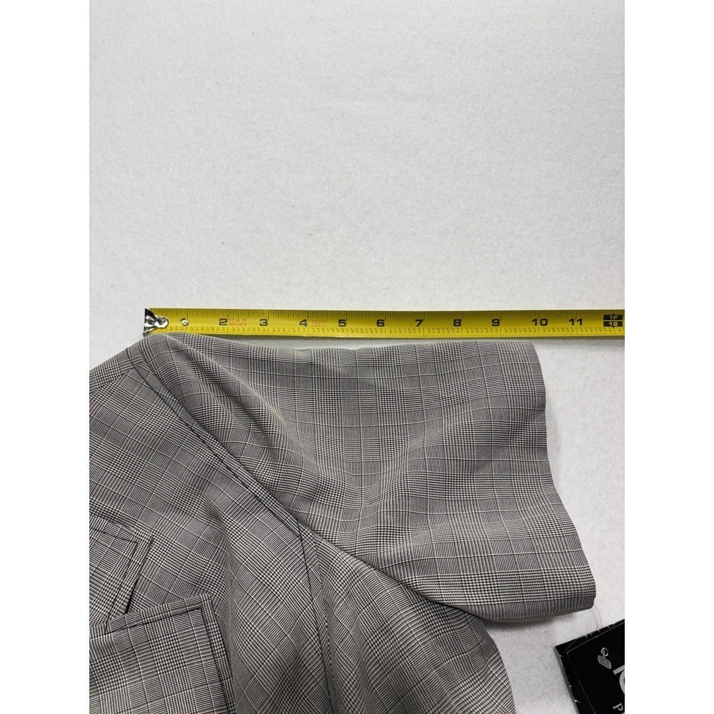 Kasper ASL Jacket Dress Womens 14P Gray Plaid Short Sleeve Belted 7K36BP NEW