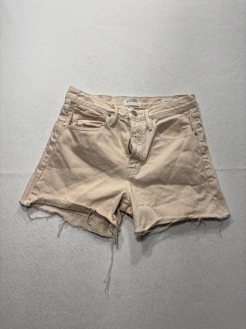 FRAME Shorts Womens 27 Beige Le Super High Short Cut Off Raw Hem Denim Summer