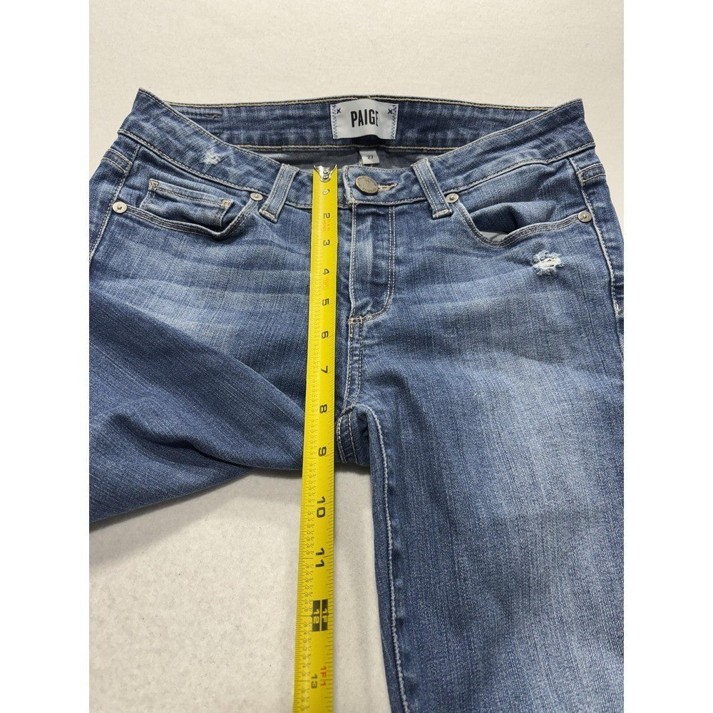 Paige Verdugo Ultra Skinny Jeans Womens 27 Blue Distressed 28x28.5 Stretch