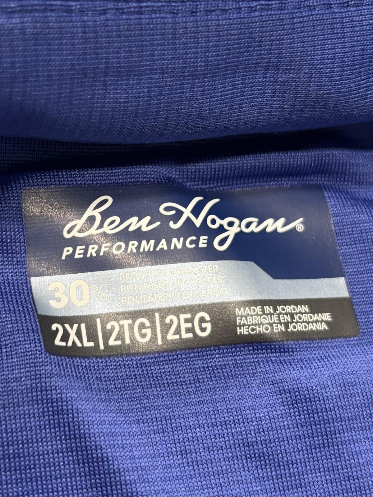 Ben Hogan Performance Polo Shirt Mens 2XL Blue Mesh Golf Short Sleeve Athletic