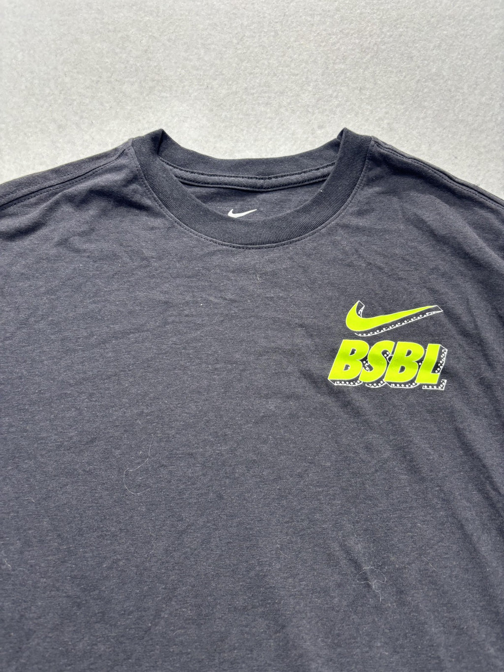 Nike Shirt Mens Small Gray BSBL Baseball Graphic Tee Short Sleeve Swoosh Logo
