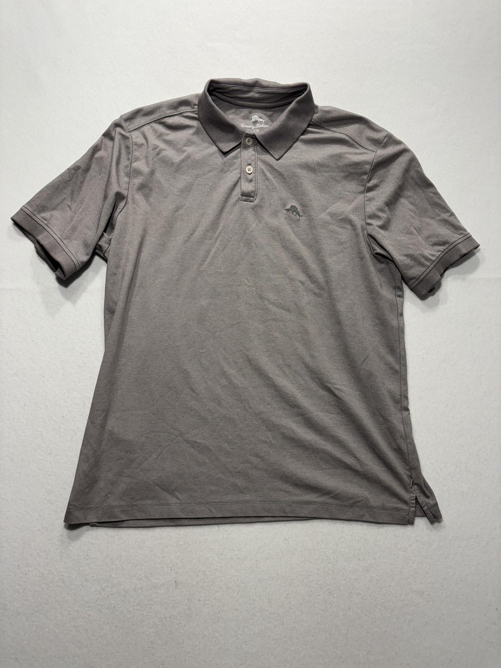 Tommy Bahama Polo Shirt Mens Large Gray Cotton Blend Short Sleeve Logo Casual