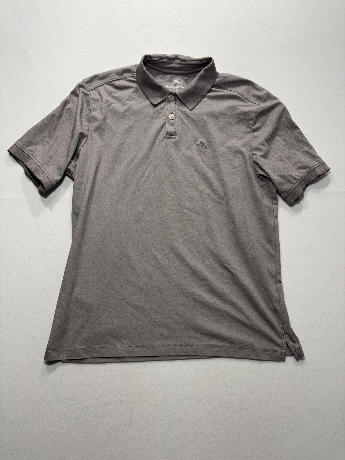 Tommy Bahama Polo Shirt Mens Large Gray Cotton Blend Short Sleeve Logo Casual