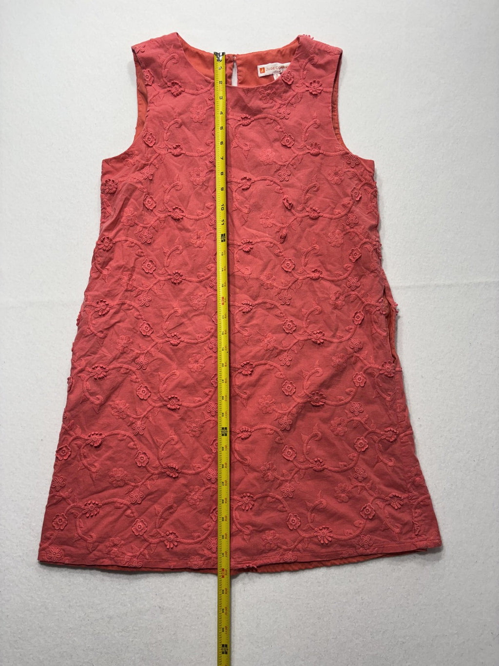 Jude Connally Dress Womens 8 Pink Floral Embroidered Sleeveless Shift
