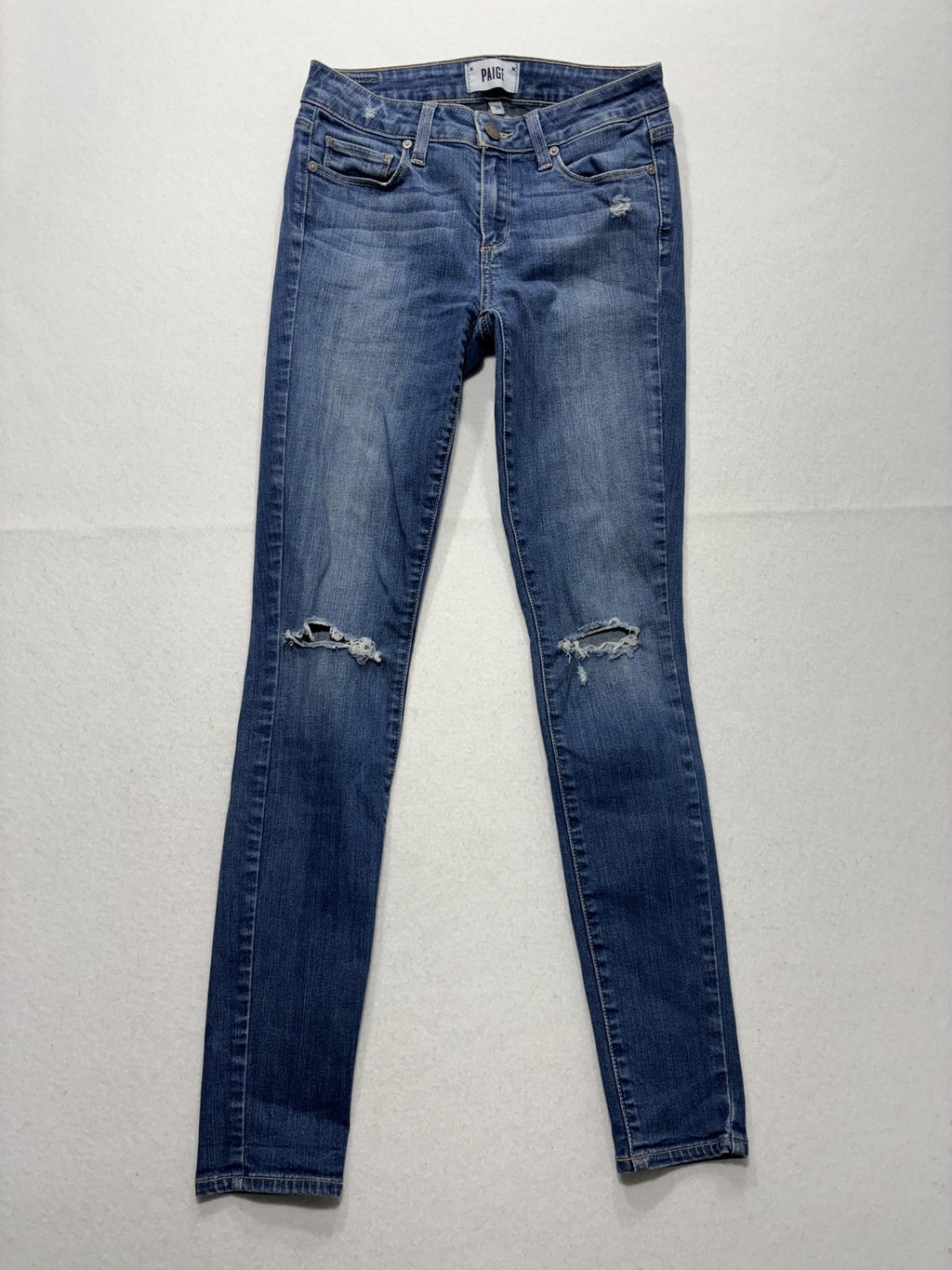 Paige Verdugo Ultra Skinny Jeans Womens 27 Blue Distressed 28x28.5 Stretch