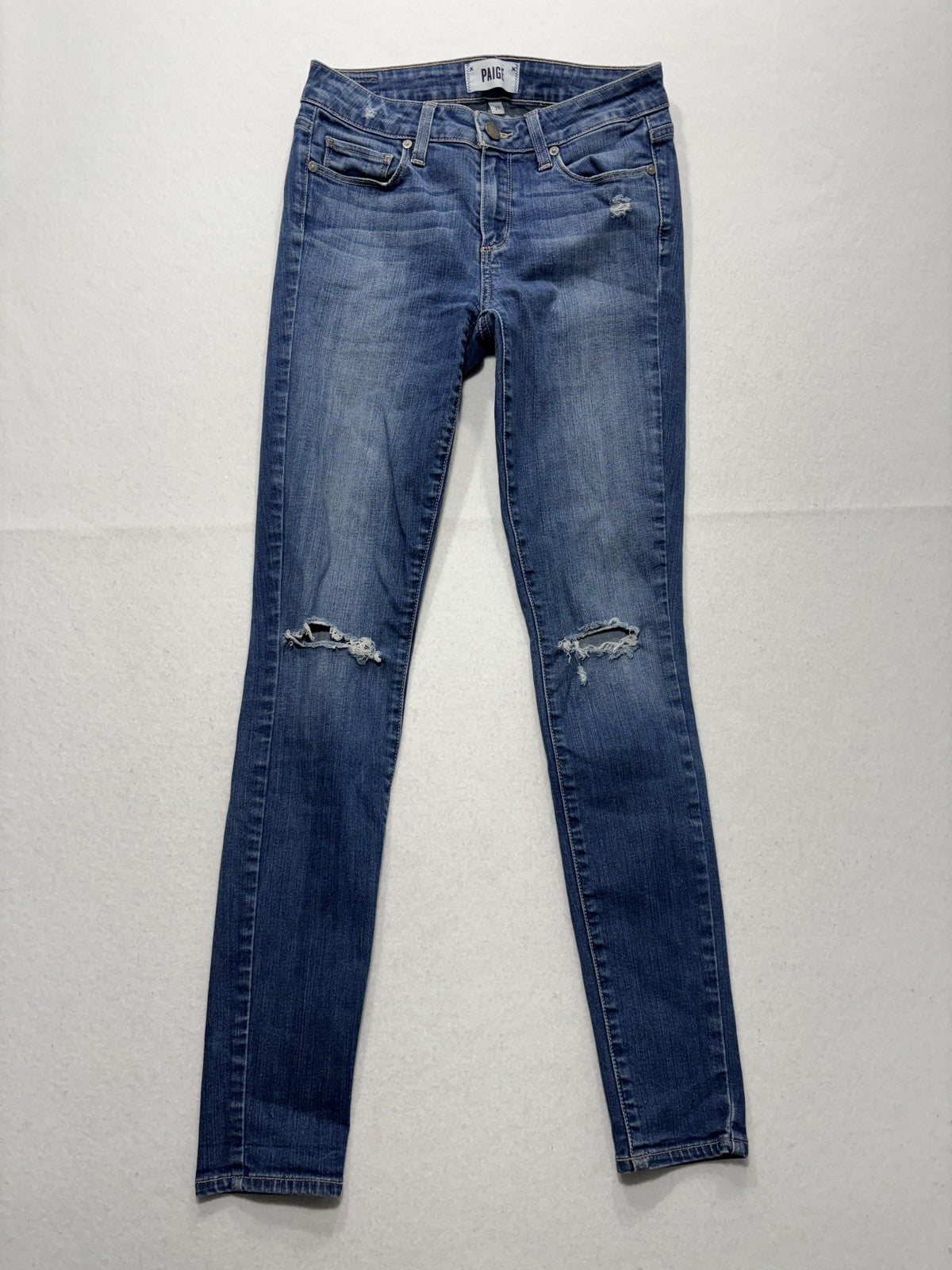 Paige Verdugo Ultra Skinny Jeans Womens 27 Blue Distressed 28x28.5 Stretch