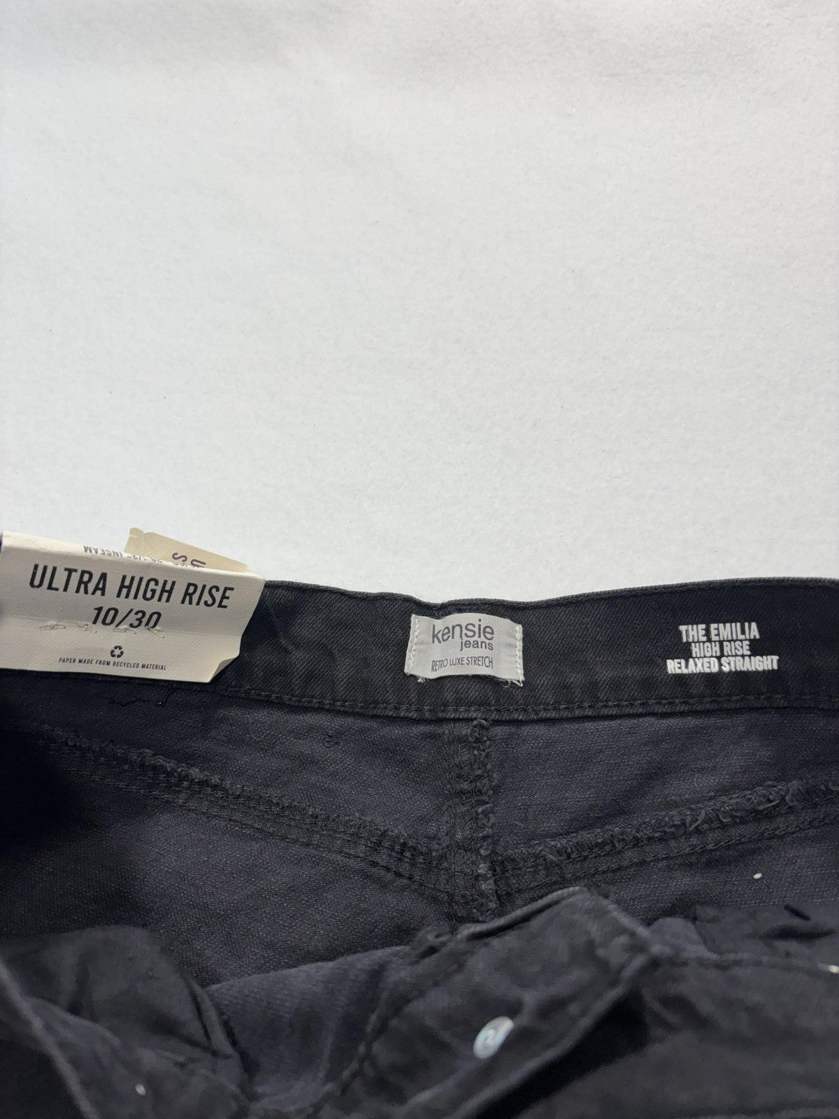 Kensie Jeans Womens 10/30 Gray Charcoal Wash High Rise Slim Straight Raw Hem