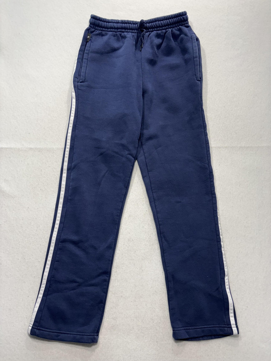 Athletic Works Pants Kids XL Blue Fleece Ankle Drawstring Side Stripe Casual