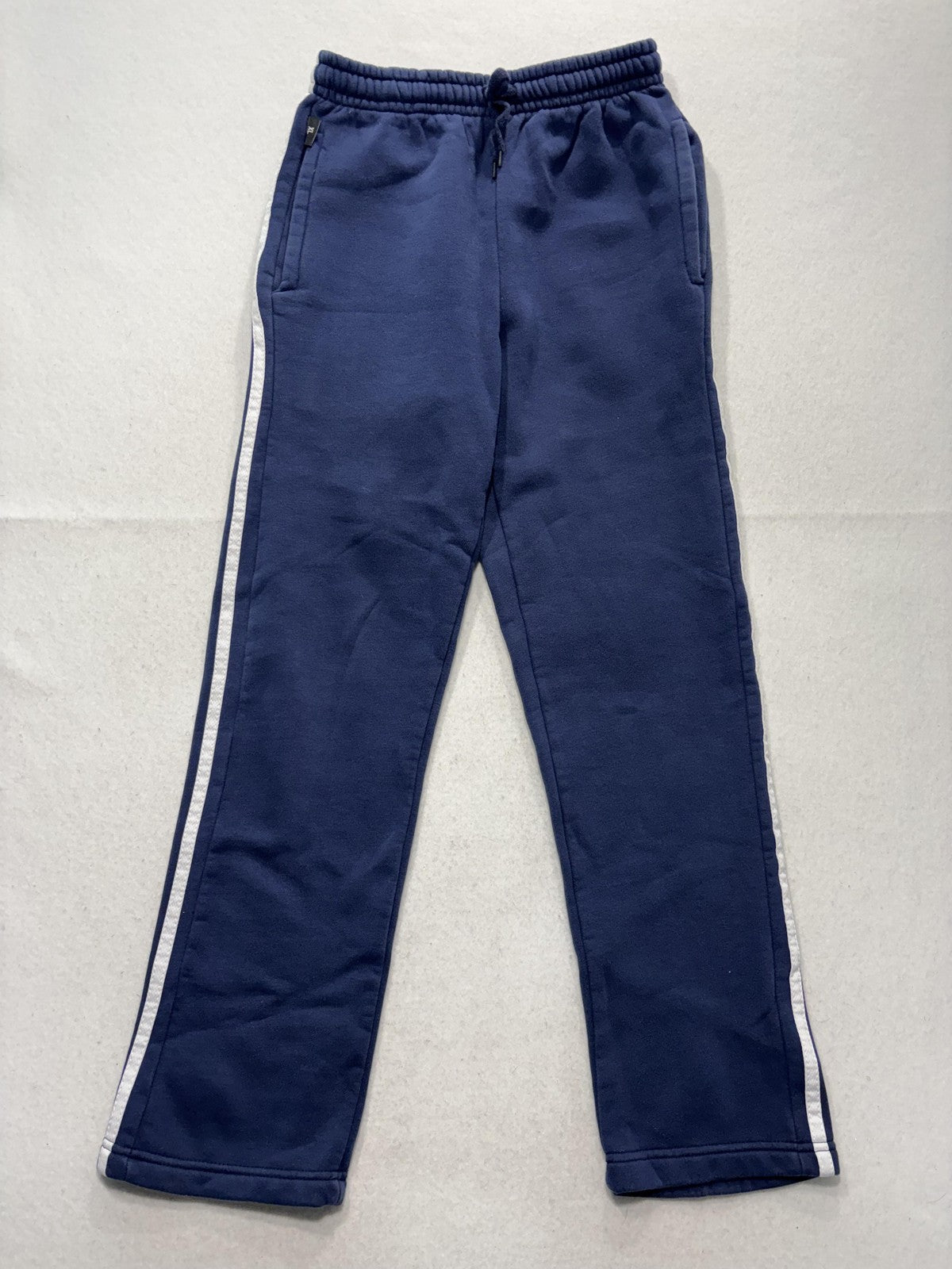 Athletic Works Pants Kids XL Blue Fleece Ankle Drawstring Side Stripe Casual