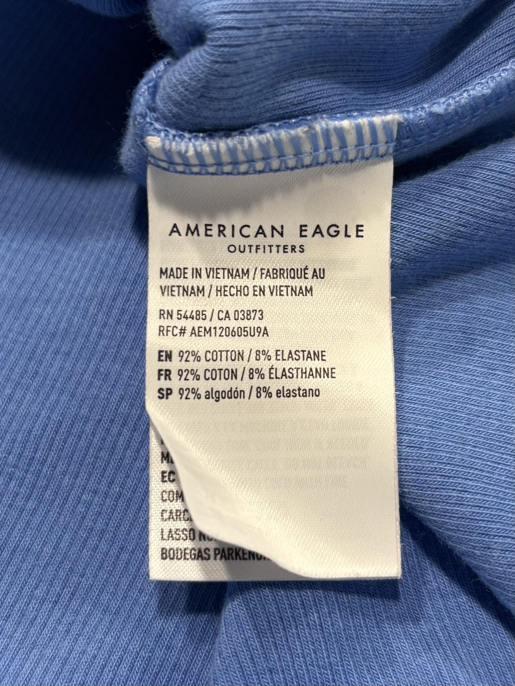 American Eagle Outfitters Tank Womens Large Blue Scoop Neck Ribbed Cropped Top