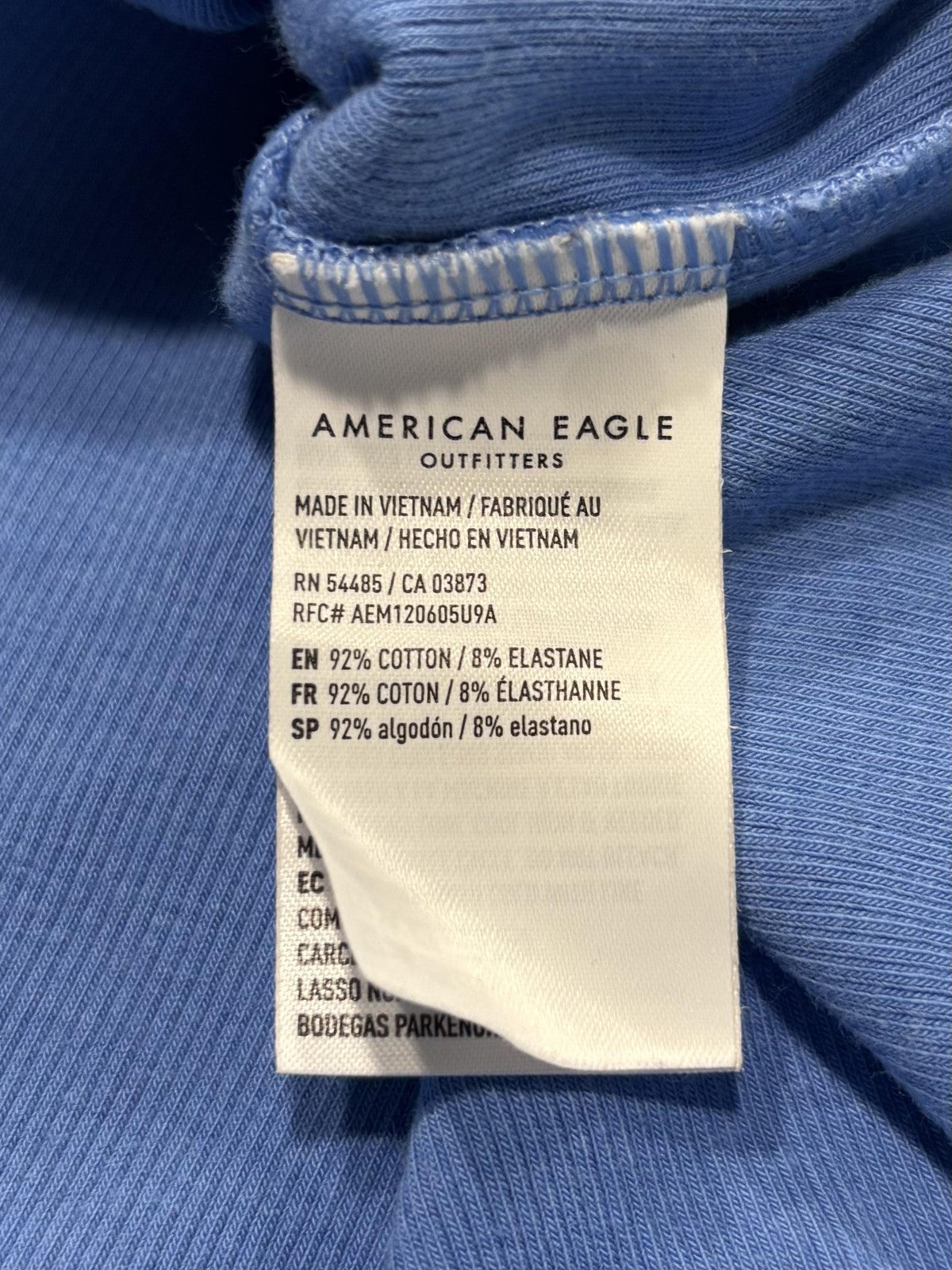 American Eagle Outfitters Tank Womens Large Blue Scoop Neck Ribbed Cropped Top