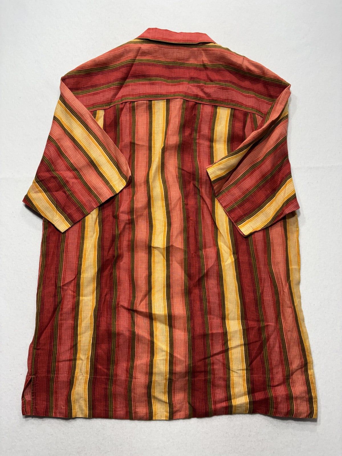 Tommy Bahama Shirt Mens Large Multicolor Striped Linen Short Sleeve Button Up