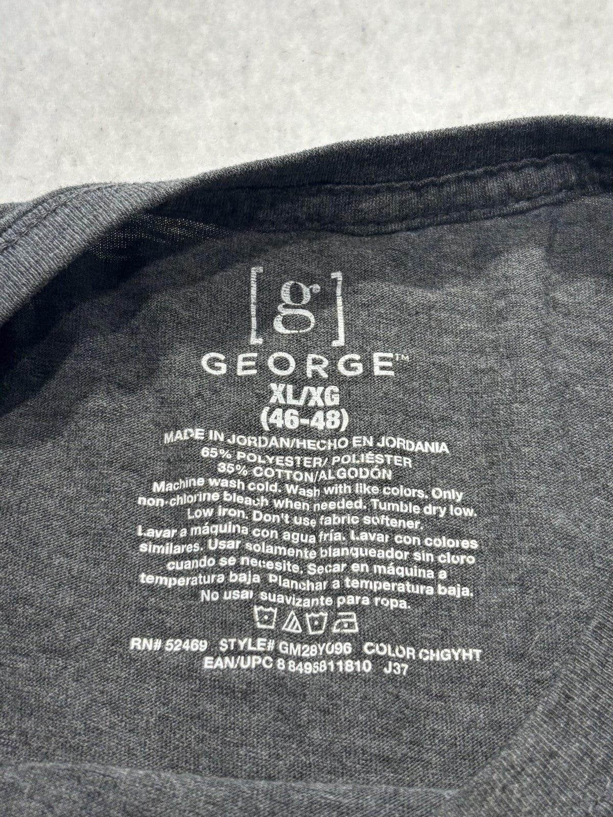 George Shirt Mens XL Gray Crew Neck Short Sleeve Basic Tee Lightweight Tagless