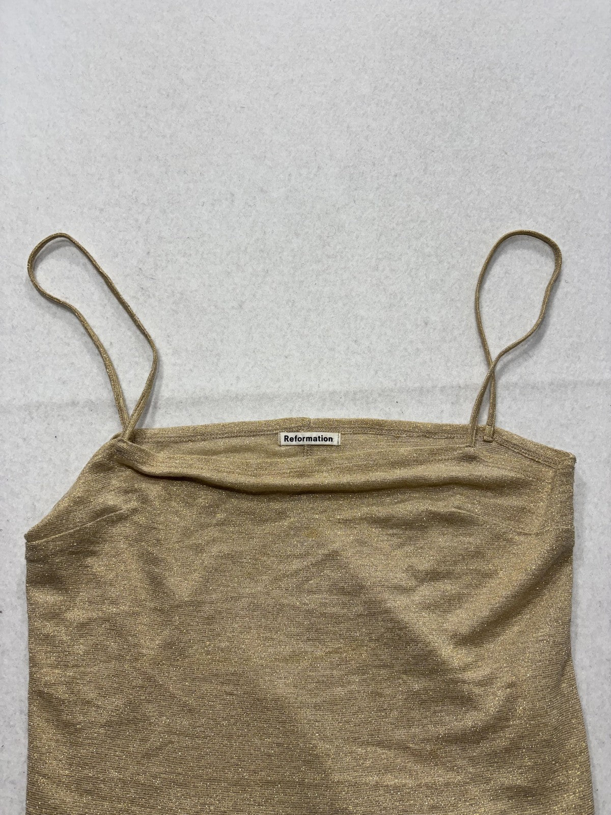 Reformation Tank Womens Small Gold Metallic Square Neck Camisole Top Party