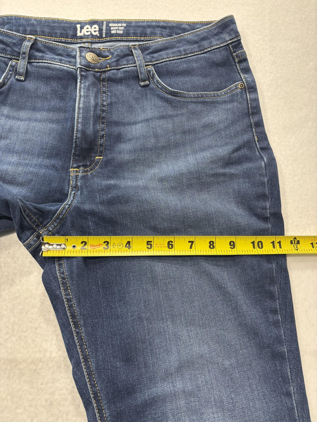Lee Jeans Womens 14P Blue Medium Wash Mid Rise Bootcut Regular Stretch 33x29