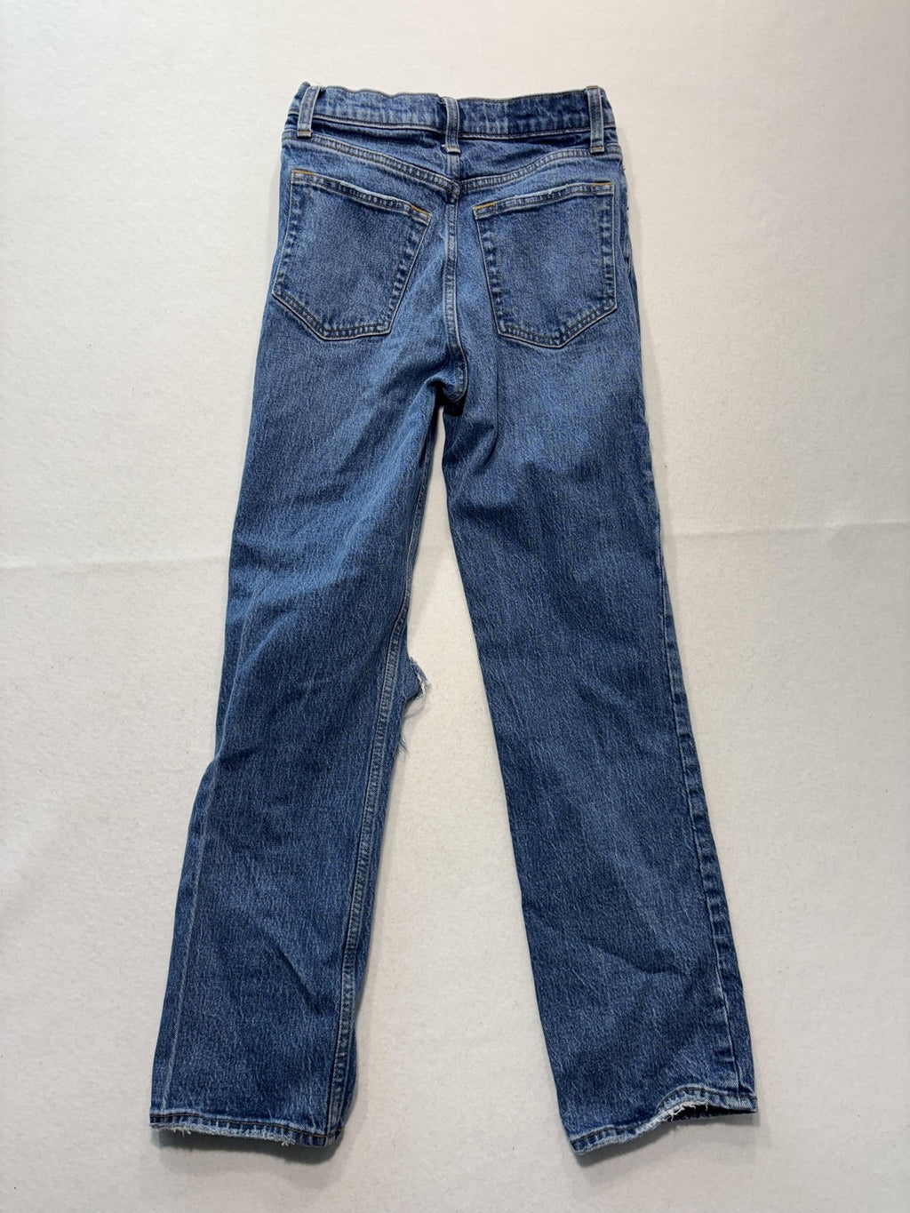 Abercrombie & Fitch 90s Straight Jeans Womens 25 Blue High Rise Distressed 25x27