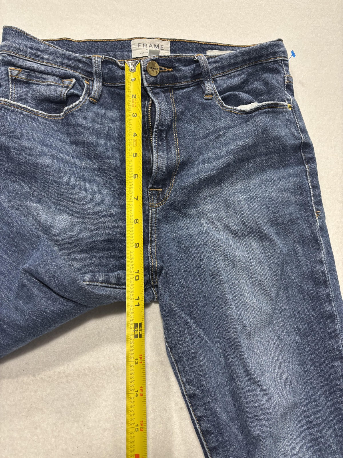 FRAME Ali High Rise Cigarette Jeans Womens 28 Blue Medium Wash Raw Hem 28x27