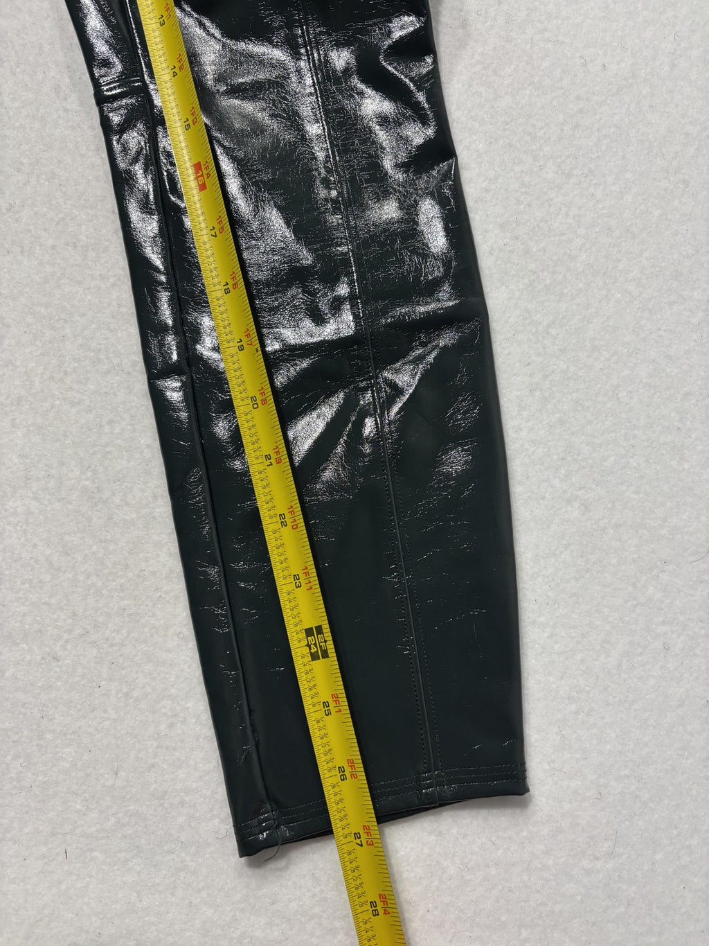 Spanx Leggings Womens Large Green Faux Patent Leather High Rise Shaping Ankle