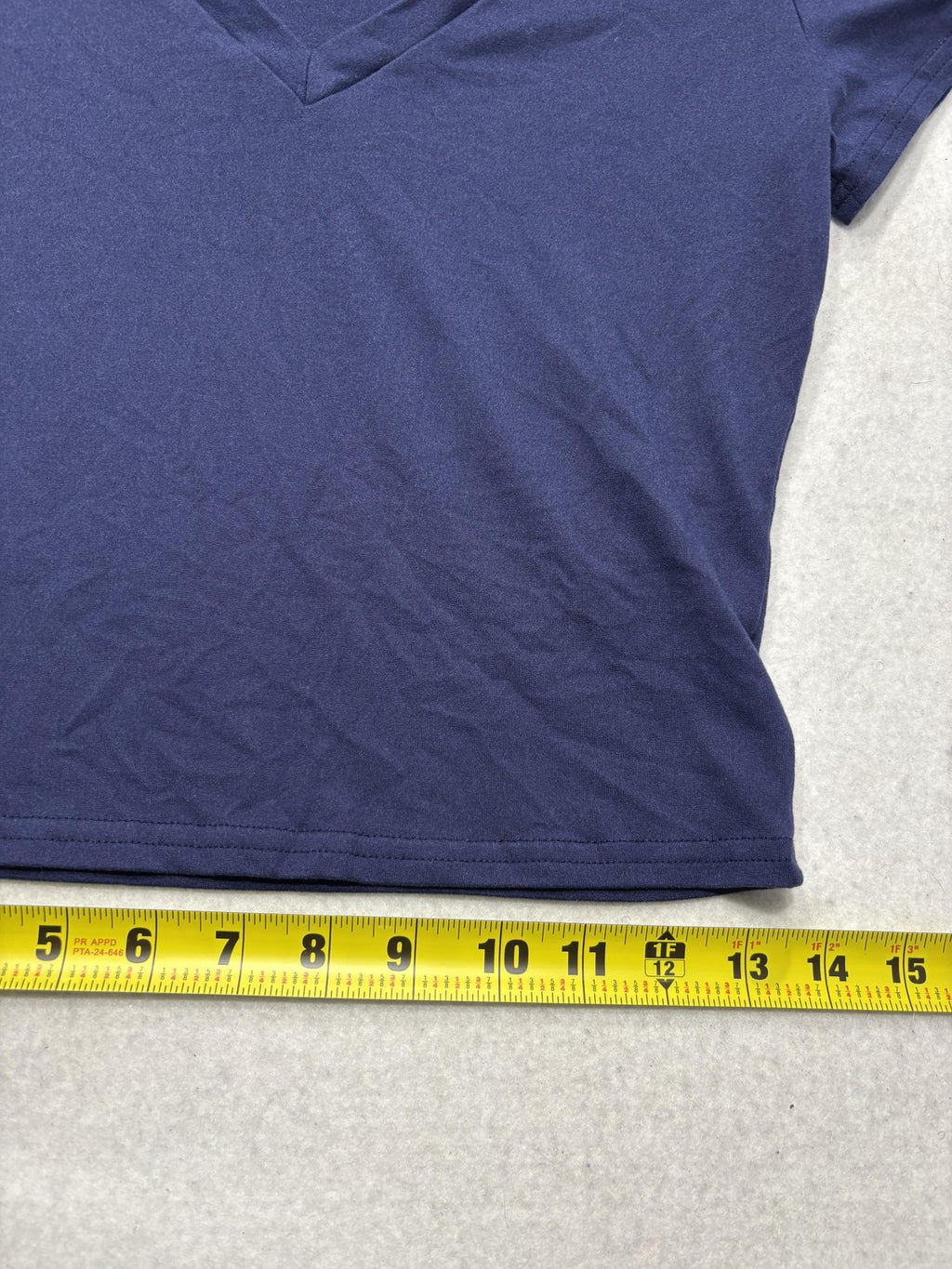 Blue V Neck Short Sleeve Stretch Tee Basic Casual Shirt Womens Medium C187VOV65