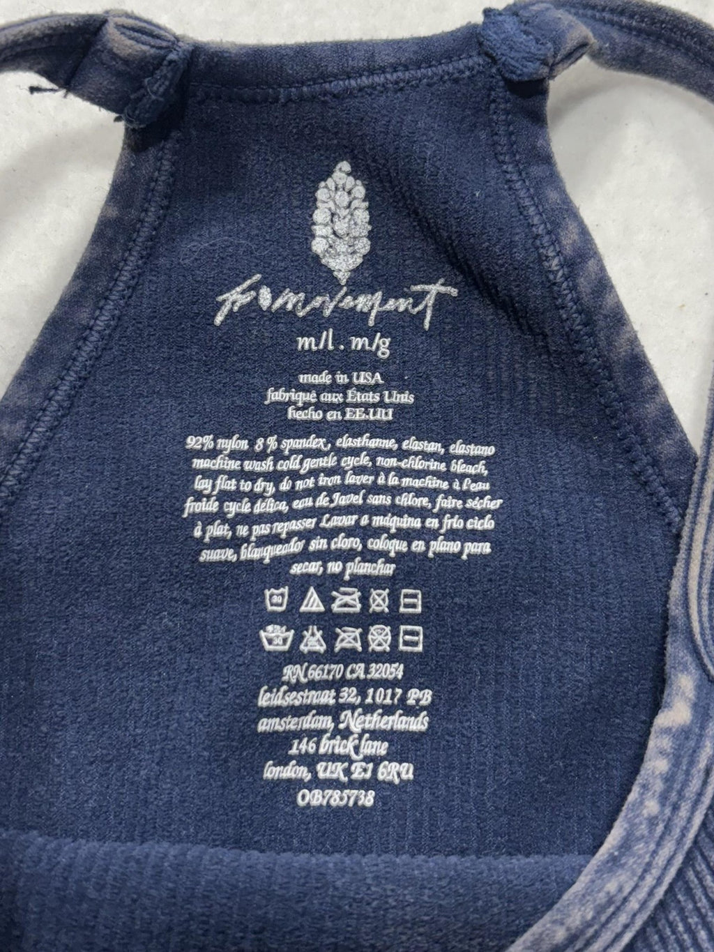 FP Movement Tank Top Womens M/L Blue Ribbed Halter Cropped Knit Yoga Athletic
