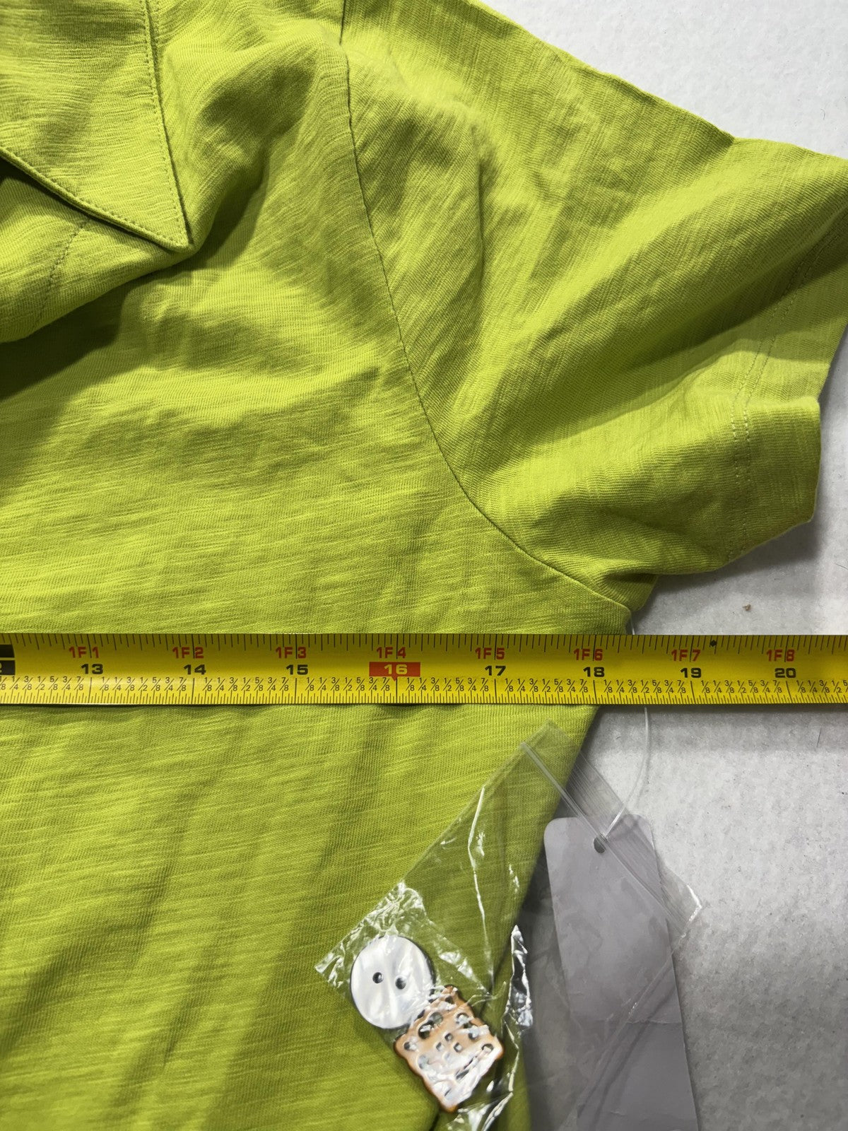 Soft Surroundings Shirt Dress Womens Medium Lime Green Danelle Button Asym Hem