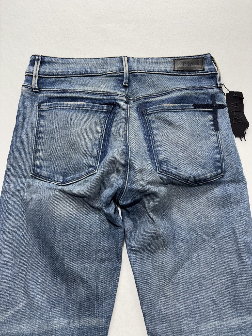 RtA Jeans Womens 25 Blue Medium Wash Mid Rise Skinny Stretch Raw Hem 25x29