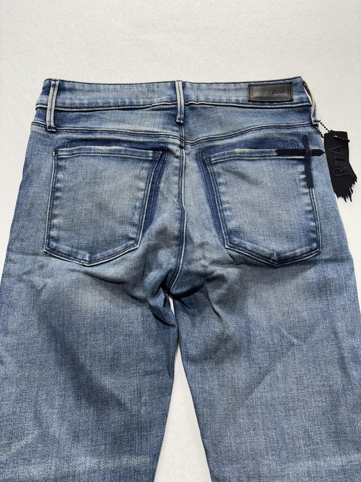 RtA Jeans Womens 25 Blue Medium Wash Mid Rise Skinny Stretch Raw Hem 25x29