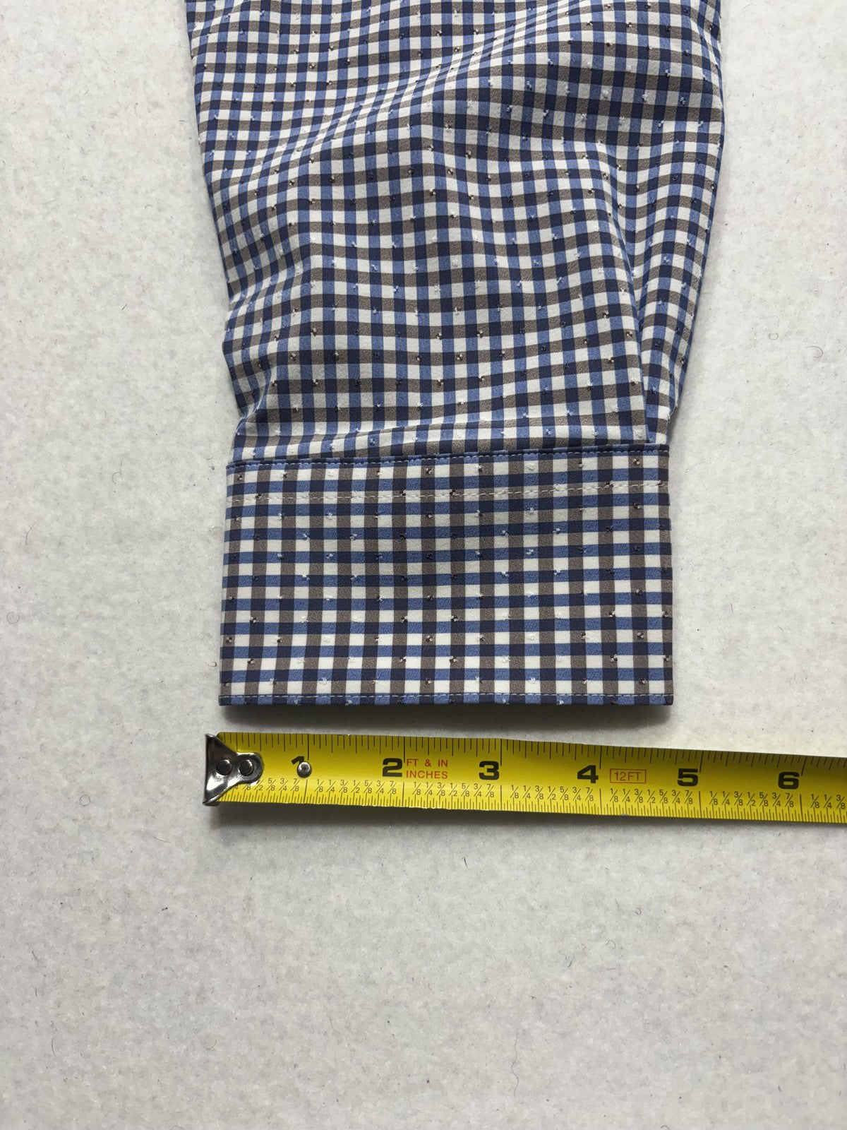 Quieti Dress Shirt Mens Large Blue Gingham Non Iron Performance Long Sleeve
