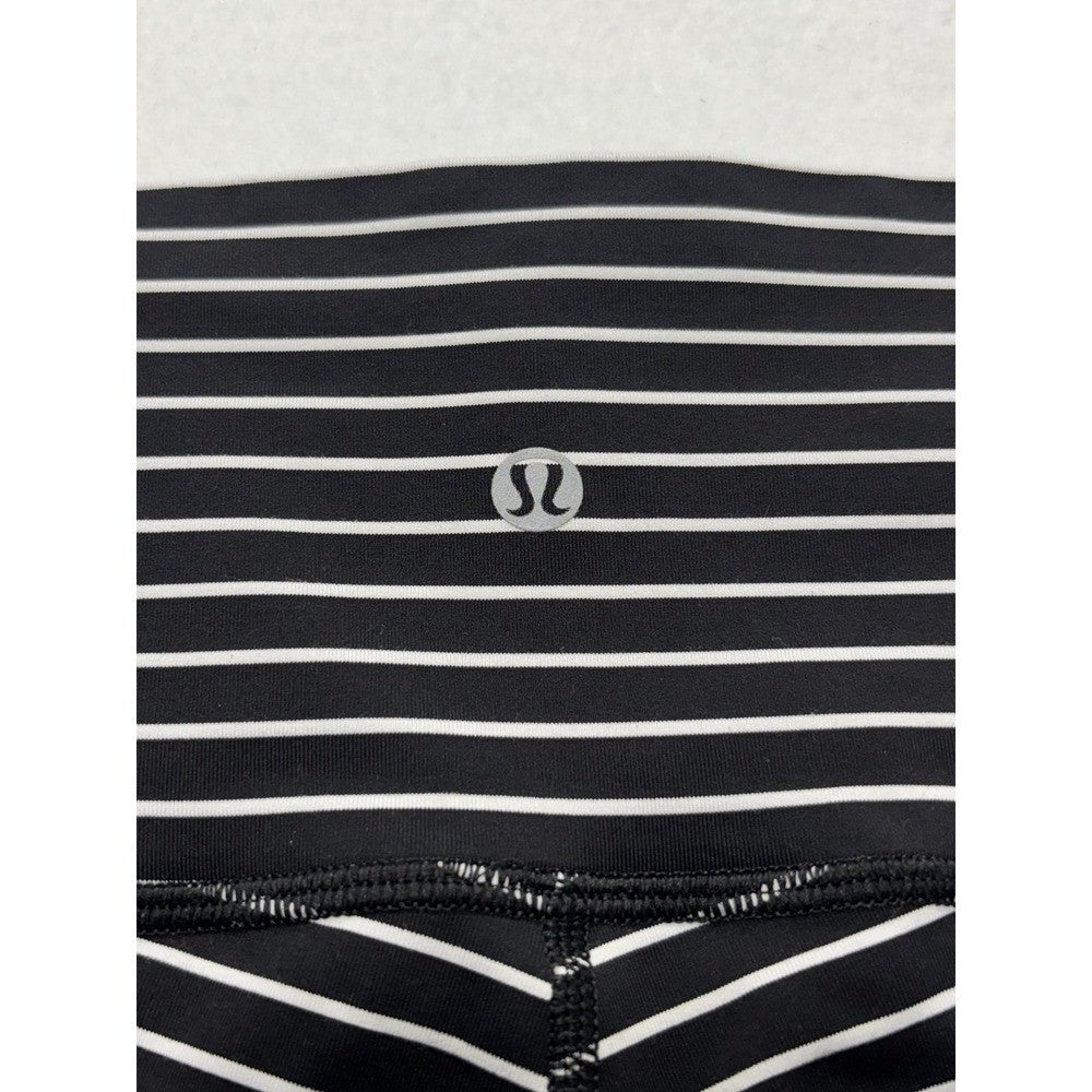 Lululemon Leggings Womens Small Black Stripe High Rise 25" Inseam Stretch Ankle