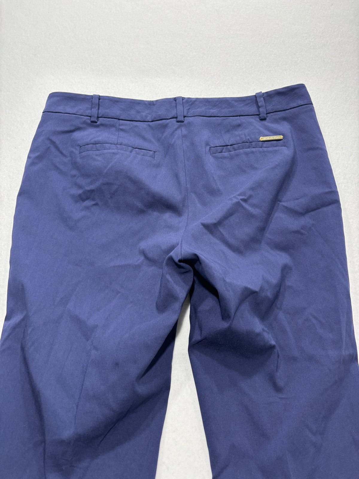 MICHAEL Michael Kors Dress Pants Womens 8 Blue Twill Slim Stretch Flat Front