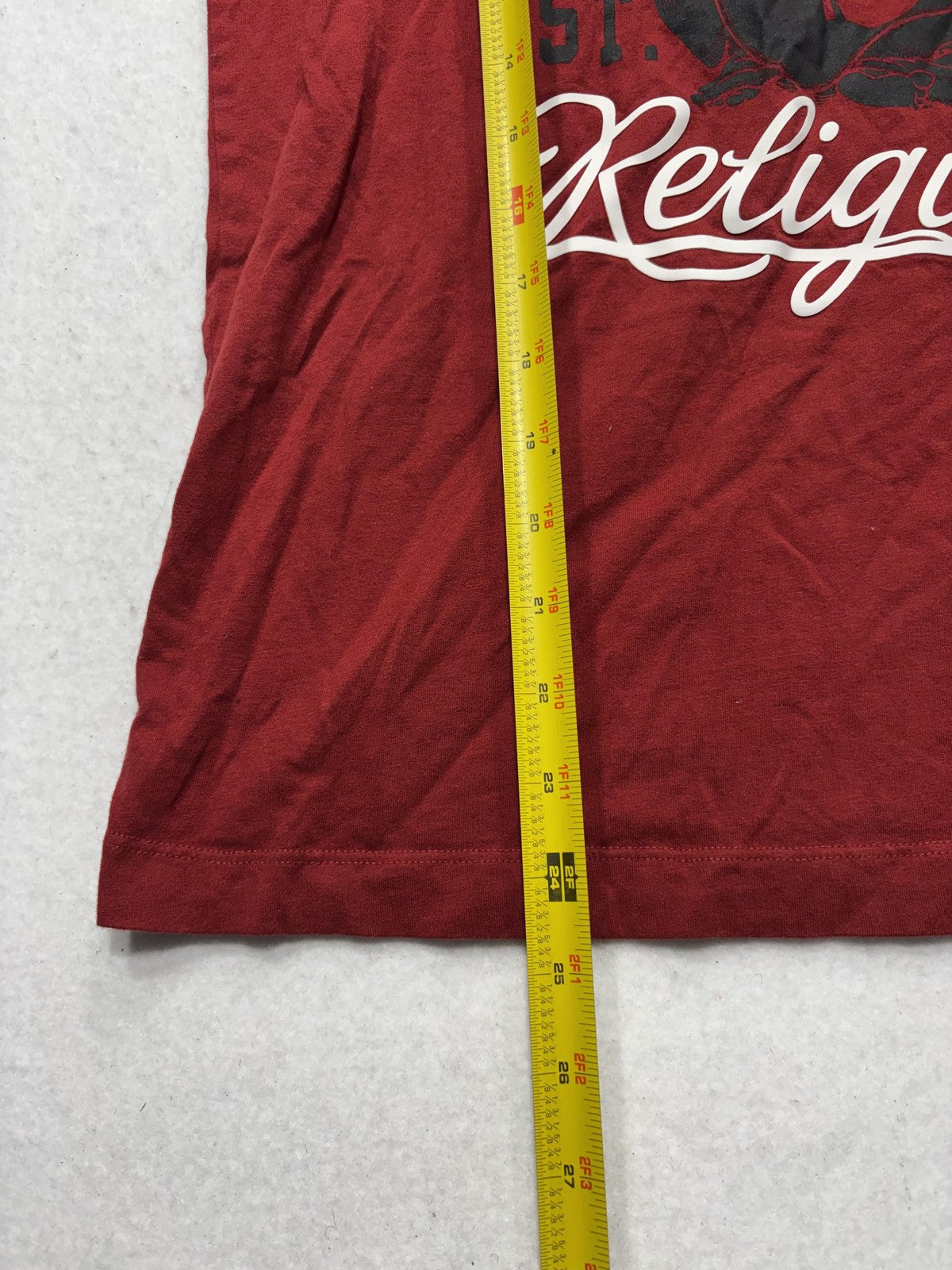 True Religion Shirt Mens Small Red Buddha Logo Graphic Tee Short Sleeve Cotton