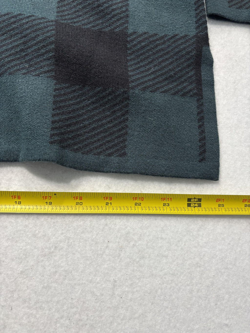 Anne Klein Sweater Womens XL Green Plaid Mock Neck 3/4 Sleeve Knit Pullover