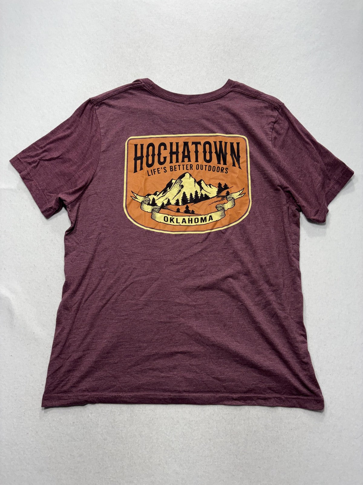 Hochatown Oklahoma Shirt Mens Large Purple Mountain Graphic Double Sided Tee