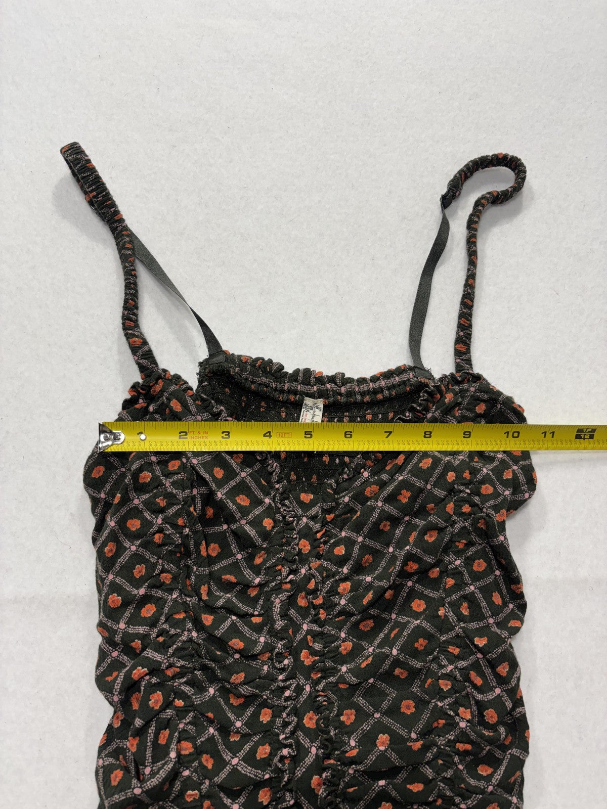 Free People Bodysuit Womens Small Black Smocked Ruched Sheer Mesh Thong