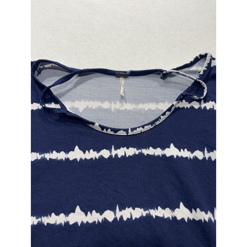Poof Shirt Womens Medium Blue Stripe Scoop Neck Strap Casual Short Sleeve Tee