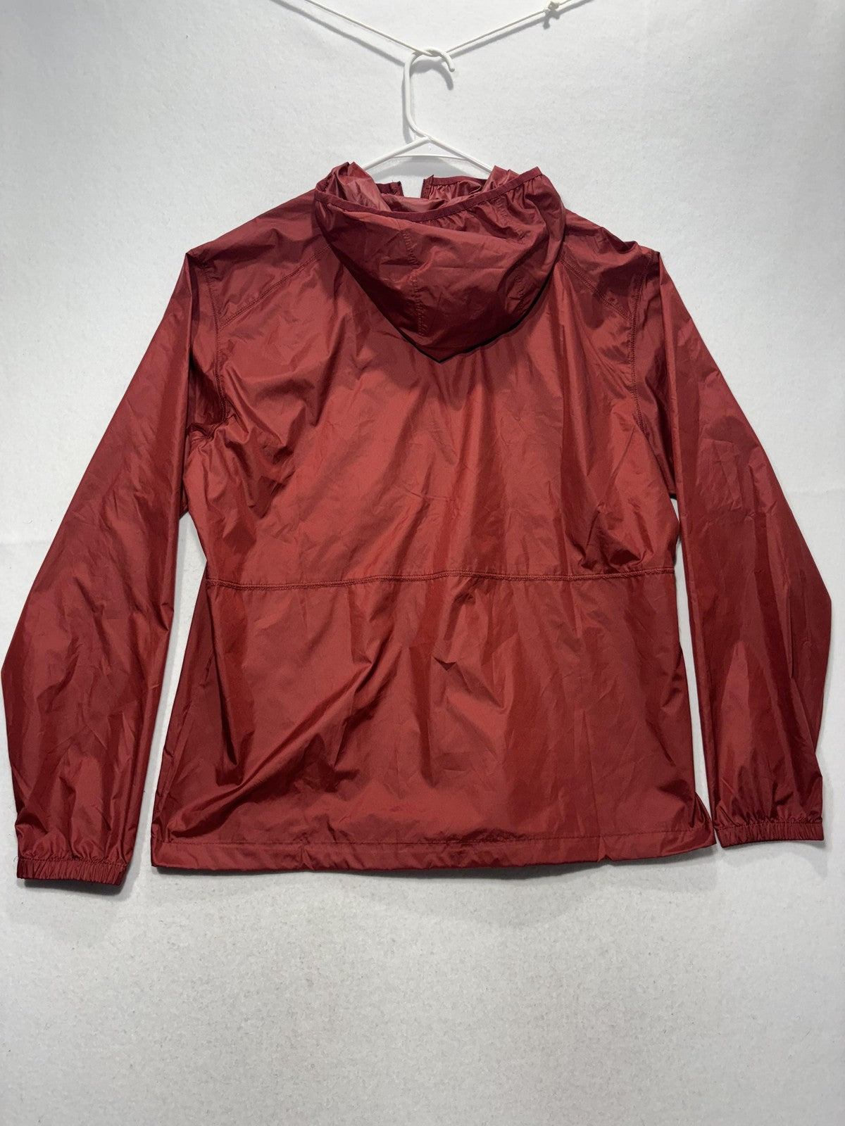 Columbia Windbreaker Jacket Mens Large Red Hooded Full Zip Lightweight KM3973