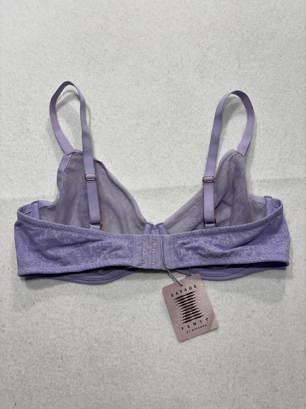 Savage X Fenty Signature Script Bra Womens 38D Purple Lace Balconette Underwire