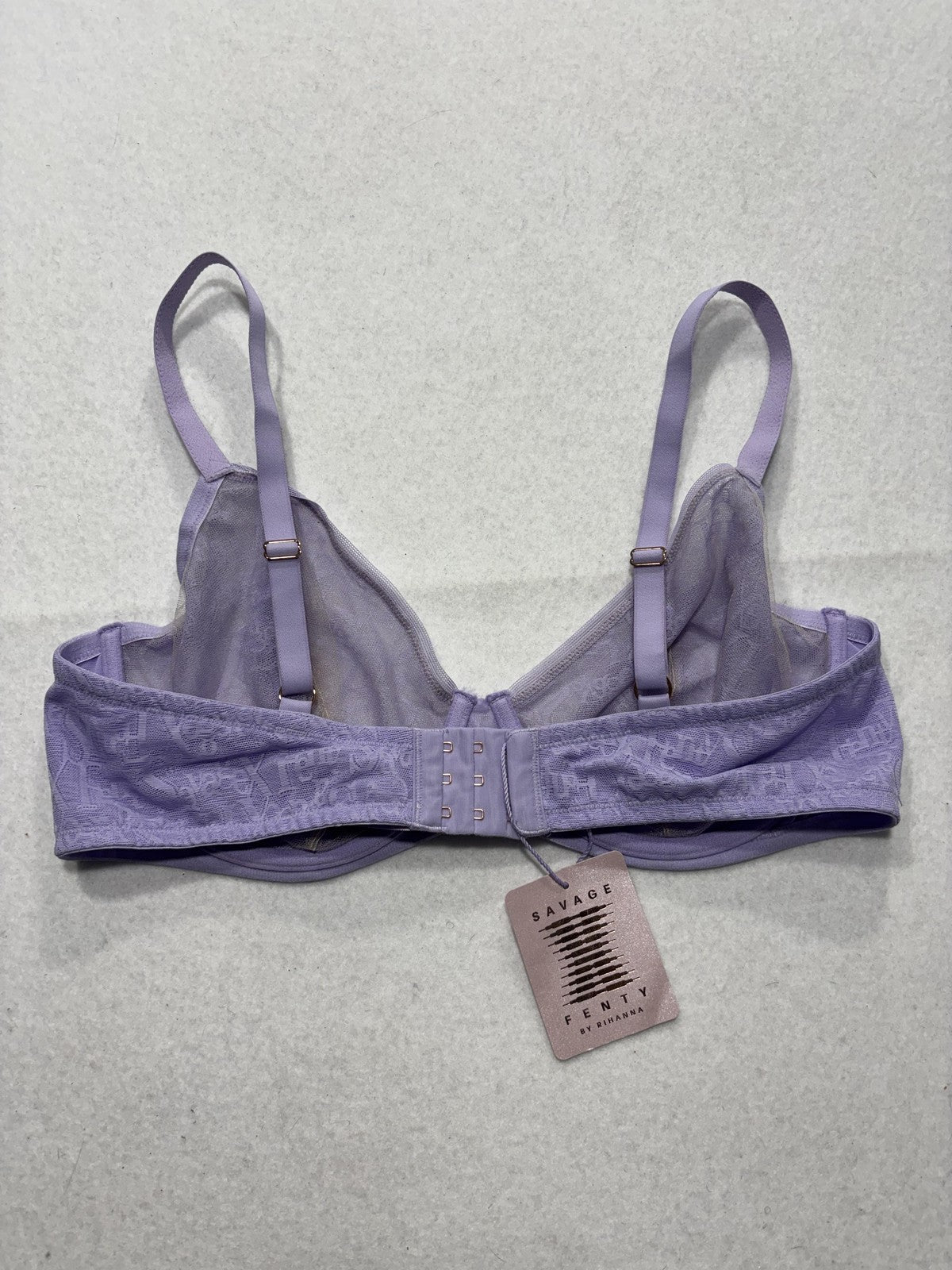 Savage X Fenty Signature Script Bra Womens 38D Purple Lace Balconette Underwire