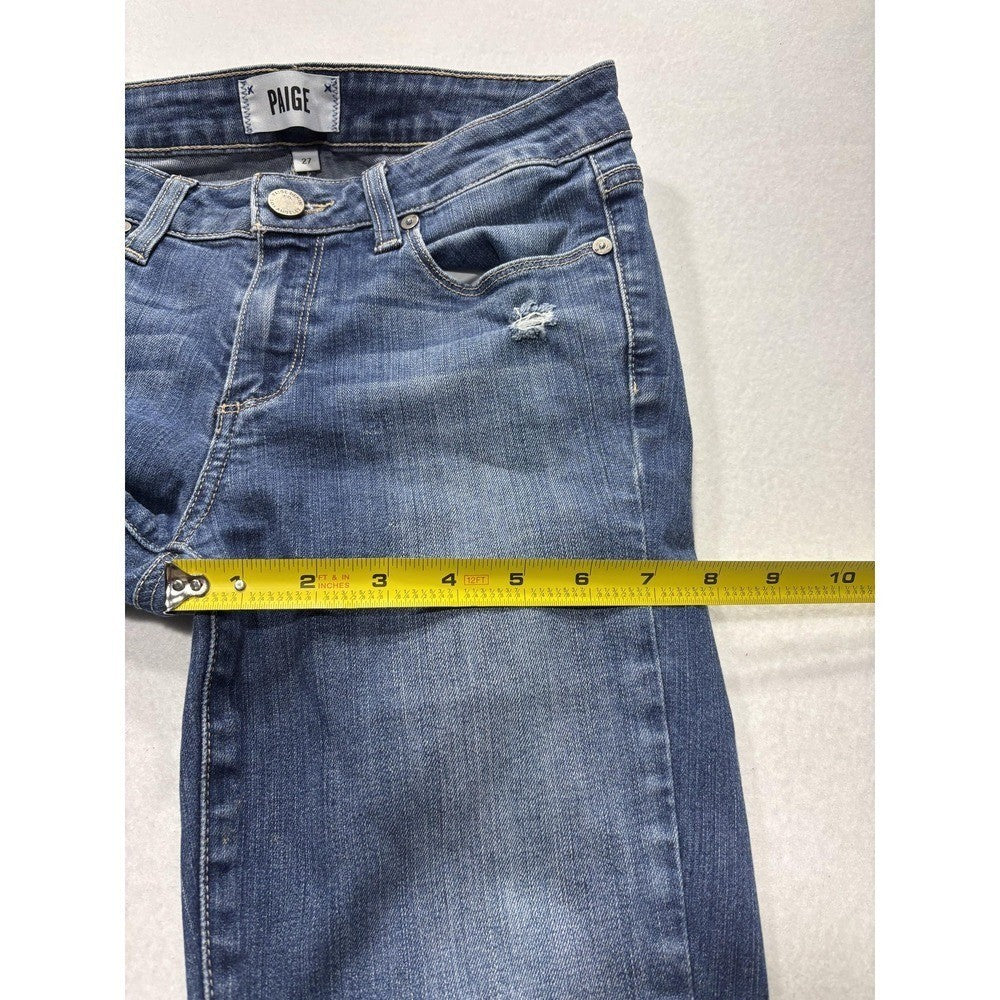 Paige Verdugo Ultra Skinny Jeans Womens 27 Blue Distressed 28x28.5 Stretch