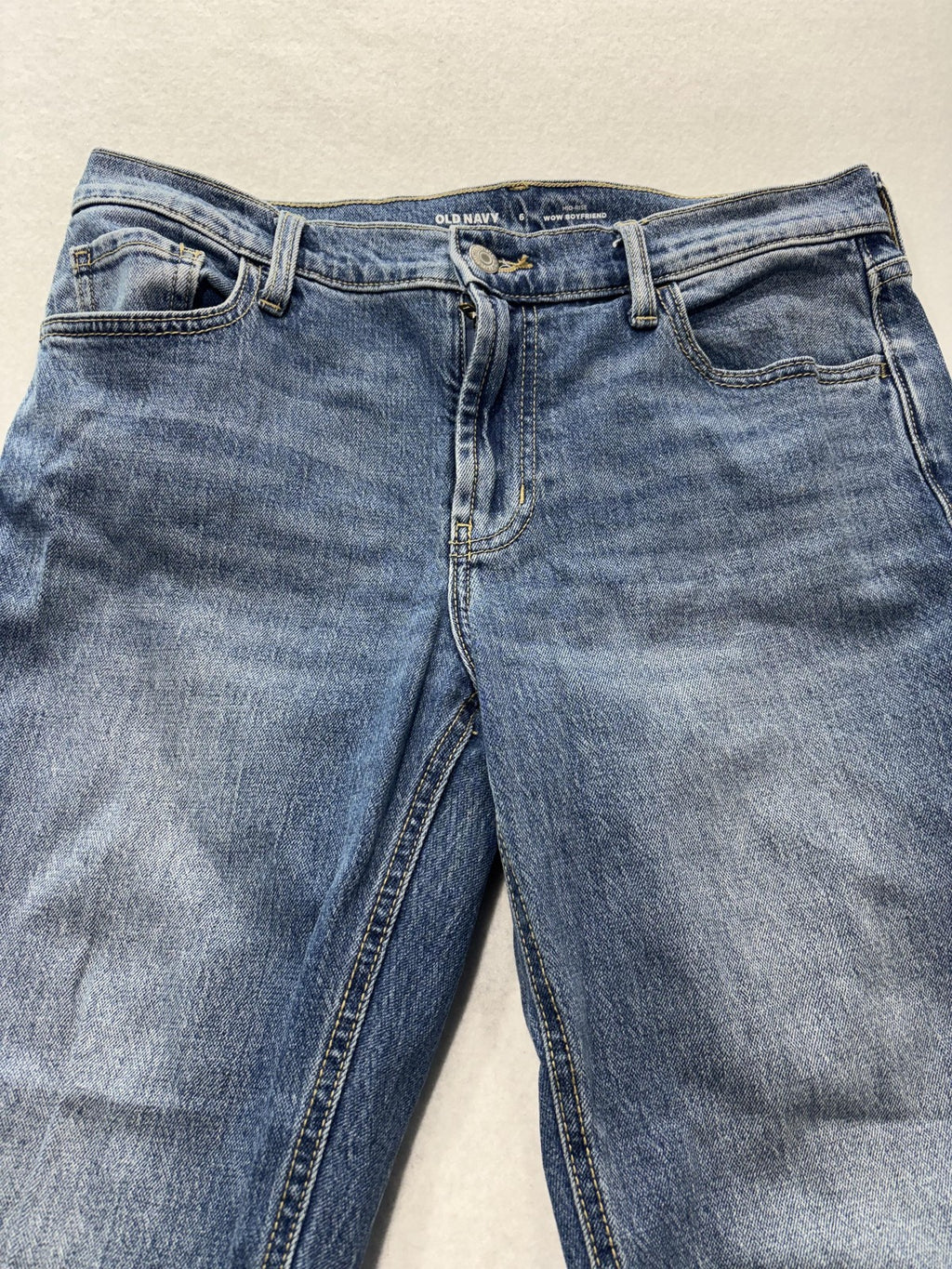 Old Navy Wow Boyfriend Jeans Womens 6 Blue Medium Wash Mid Rise Relaxed 28x27