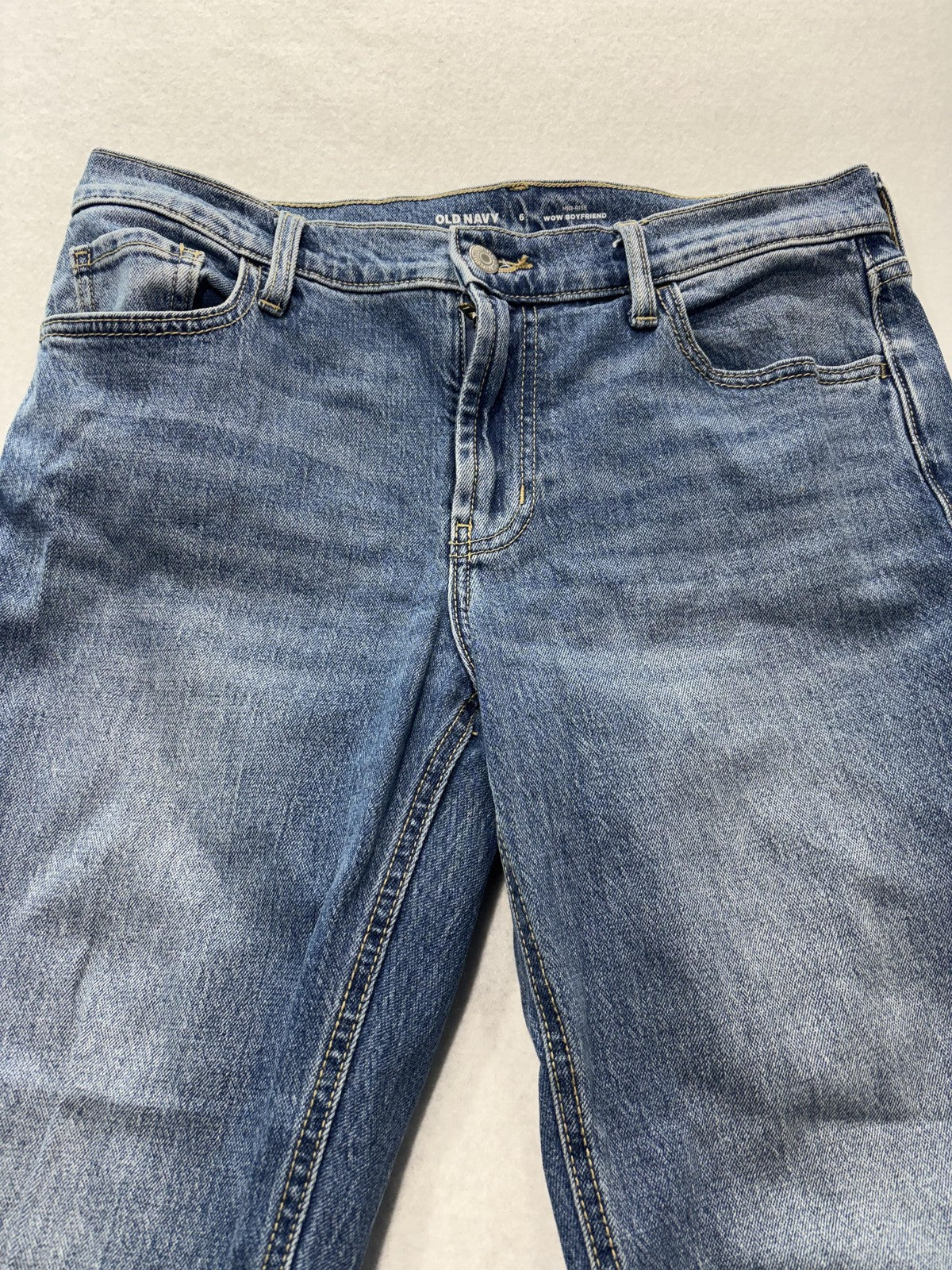 Old Navy Wow Boyfriend Jeans Womens 6 Blue Medium Wash Mid Rise Relaxed 28x27