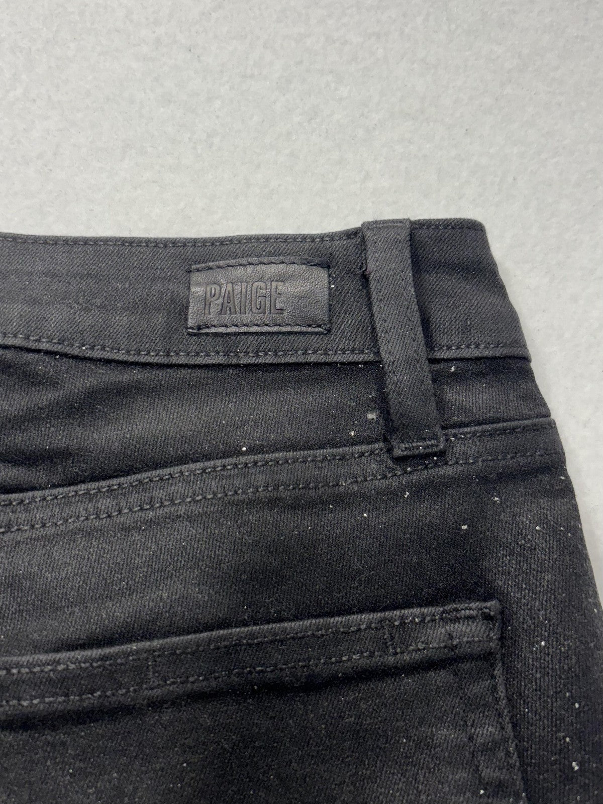 Paige High Rise Edgemont Jeans Womens 26 Black Wash Skinny 26x28 Zip Pockets