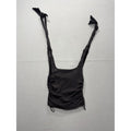 Free People Tank Top Womens XS Gray Ruched Tie Strap Cropped Knit Summer Casual