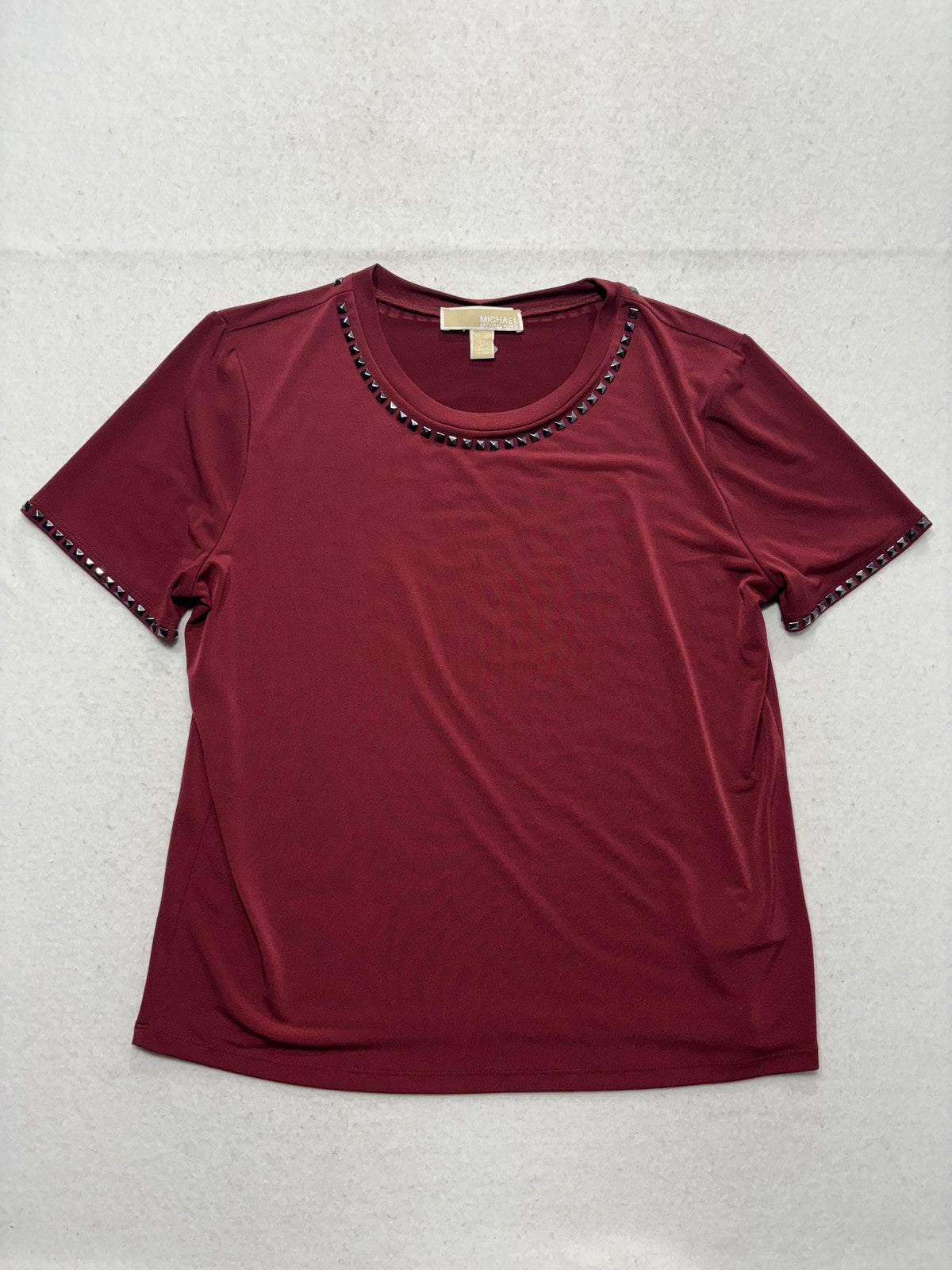 MICHAEL Michael Kors Shirt Womens Medium Red Studded Crew Neck Short Sleeve Tee